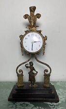 Antique Figural Maiden Clock Brass & Cast Iron 1869 Waltham Watch Movement Read picture