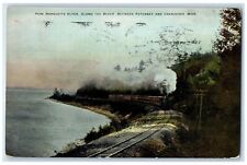 1910 Pere Marquette Flyer Beach Petoskey Charlevoix Michigan MI Vintage Postcard picture