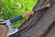 VIKING HAND FORGED 1095 HIGH CARBON STEEL BLADE,TOMAHAWK,HATCHET,COMBAT AXE picture