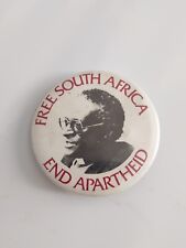 Vtg Free South Africa Civil Rights End Apartheid Justice Protest Button Pin RARE picture