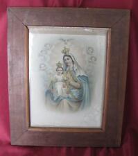 19C. ANTIQUE ORIGINAL COLOR LITHOGRAPHY w/GLASS & WOODEN FRAME picture