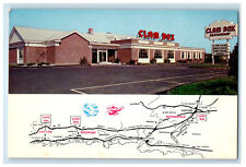 c1950's Clam Box Restaurant Front and Map View, Wethersfield CT Vintage Postcard picture