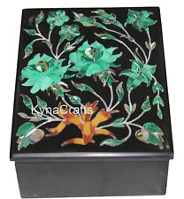 6 x 4 Inches Rectangle Marble Handmade Box Floral Design Inlay Work Jewelry Box picture