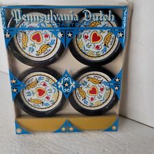 Gessner Style 104 Pennsylvania Dutch Coasters Box of 4 Vintage 1966 New Old Stck picture