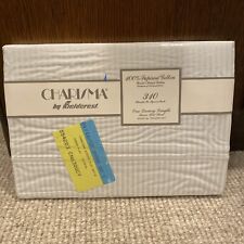 Charisma By Fieldcrest Queen Flat Sheet Imperial Stripe 310 Crystal NOS picture