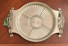 Vintage Rodney Kent Hammered Aluminum Tray with 10 “ Divided Glass Plate & Tag picture