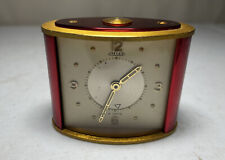 1950’s Jaeger LeCoultre Travel Clock Vintage 8 Day Swiss Red & Gold picture