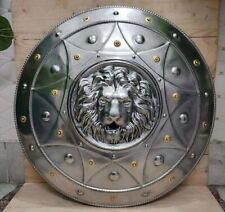 Medieval Lion Face Round Knight Armor Shield Solid Steel Home Décor picture