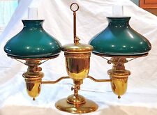 Bradley & Hubbard Acorn & Greek Key Double Student Lamp SIGNED Emeralite Shades picture