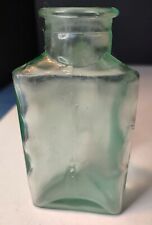 Vintage Unique Aqua Triangle Bottle With Air Bubbles 4.75 by 2.5 in Cottage Core picture