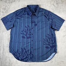 Hawaiian Airlines Crew Uniform Tribal Button Up Aloha Shirt Men Size 2XL picture