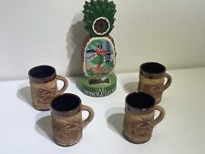 Set of (4) Vintage Paul Marshall TIKI Coffee Cups Hawaiian Polynesian + Decanter picture