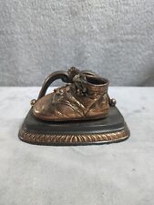 Vintage Heavy Bronze Copper Baby Shoe Bookend Or Paper Weight 4” Tall picture
