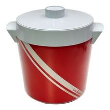 Vintage Thermo Serv Server Red White Plastic Ice Bucket Candy Cane Stripe picture