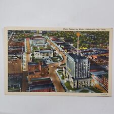 Civic Center By Night Oklahoma City Vintage Birds Eye View Linen Postcard picture