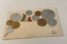 Embossed coinage national flag & coins vintage postcard currency Mexico picture