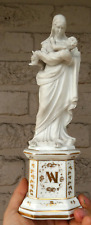 Antique Vieux brussels porcelain bisque madonna child statue figurine picture