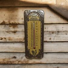 Vintage Farmers Almanac Thermometer Brown & Gold Metal Tin w/Rooster Avon 9