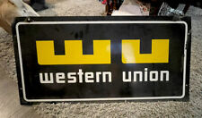 VINTAGE DSP WU WESTERN UNION DOUBLE SIDED PORCELAIN ORIGINAL SIGN picture
