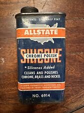 Vintage Sears Roebuck Allstate 1/2 Pint Chrome Polish Advertising Auto Tin picture