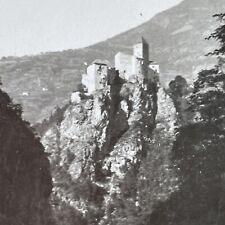 Antique 1925 Tirol Castle South Tyrol Italy OOAK Stereoview Photo Card P3246 picture