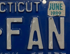 LICENSE PLATE S     CONNECTICUT   WORD PLATE  258-FAN    1989 picture