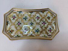Porcelain De B/H Vincennes France Floral and Gilded Hand Painted Dish/ Tray picture