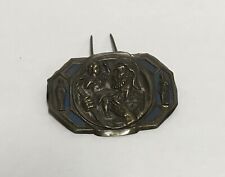 Unusual St Christopher 1930’s - 40s Auto Visor Pin Clip with Blue Enamel picture