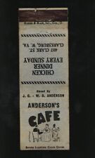 1940s Anderson's Cafe Chicken Dinner Clarksburg, WV Vintage Matchbook picture