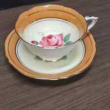 Paragon Tea Cup and Saucer Set Pink Rose Pale Orange England 1950s picture