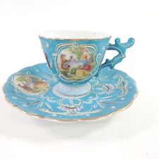 Vintage Ardalt Japanese Lenwile Moriage Demitasse Cup & Saucer 2 oz BLUE picture