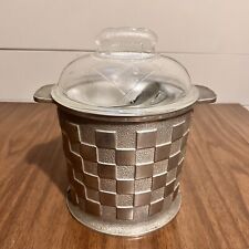 Guardian Service Cookware Ice Bucket Basket Weave Hammered Design w Lid & Tongs picture