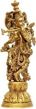 Esplanade Lord Krishna Kishan Murti Idol Statue Sculpture Brass 21 Inch picture