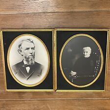 Large Antique Man + Woman Portraits Couple Photo Prints, 1860's, matching frames picture