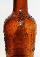 Vtg 1960s amber quart Carstairs liquor bottle 1788 federal law embossed picture