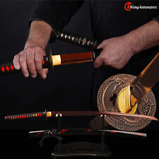 Blood Red Battle Ready Sword Damascus Folded Steel Sharp Japanese Samurai Katana picture