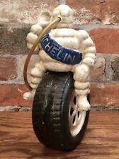 Michelin Man Bibendum Tire Riding Cast Iron 9” Tall Advertising Model Statue picture