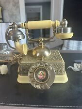 Vintage FRENCH CONTINENTAL Victorian Style Rotary Phone Brass With Cords picture
