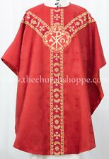 RED GOTHIC CHASUBLE vestment and mass & stole set casula casel casulla, IHS picture