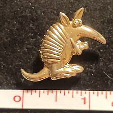 Cartoon Funny Armadillo Character Animal zoo lapel pin hat vest gold tone picture