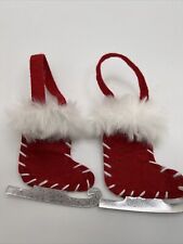 Set 2 Bath Body Works Christmas ICE SKATES Red White Fabric Christmas Ornaments picture