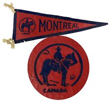 ⭐ Oil Cloth MONTREAL Canada Vintage Souvenir Pennant ⭐ R.C.M.P. Mounties ⭐ 23” ⭐ picture