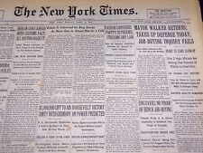 1931 APRIL 6 NEW YORK TIMES - MAYOR WALKER RETURNS TO CLEAN-UP - NT 2221 picture