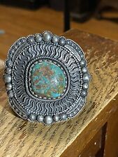 NAVAJO Huge Stunning Silver & Turquoise Bracelet Barry Pinto  picture