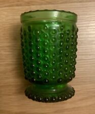 VTG Emerald Green Hobnail Glass Votive / Toothpick Holder / Vase Footed 3
