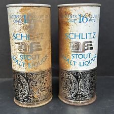 Lot of 2 Vintage 70s Schlitz Stout Malt Liquor Pull Tab 16 oz Pint Beer Cans picture