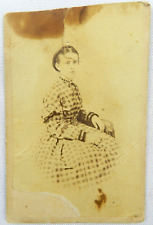Young Woman Sits in Long Plaid Dress - Chambersburg , PA - c.1900s Cabinet Card picture