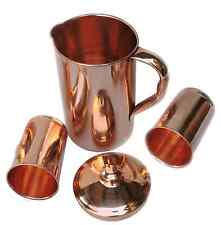 Handmade Copper Water Jug Pitcher Pot with 2 Glass For Ayurveda Health Benefits picture