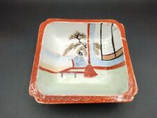 Kutani Ware  Colored Painting Gold Square Plate Antique Art 2-B picture