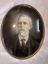 Antique Victorian Oval Brass Metal Convex Bubble Glass Portrait  14x11  (33) picture